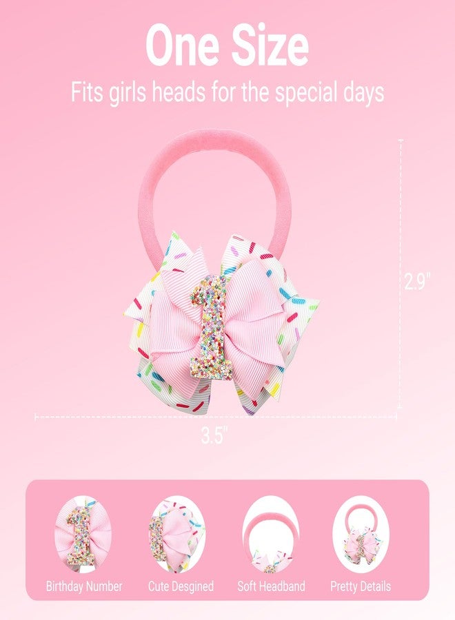 Papoopy Birthday Hair Bow for Party, Headband for 1st Birthday Decorations - Image 2